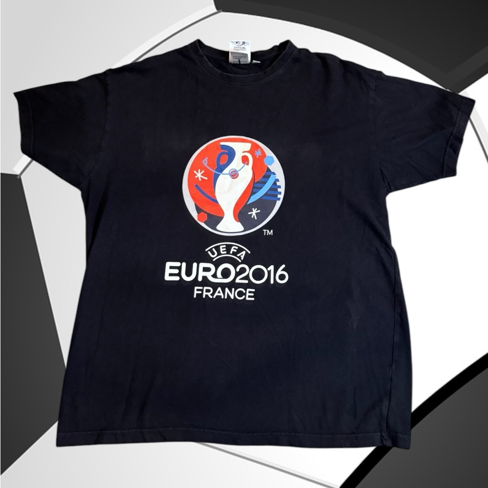 UEFA Euro 2016 FRANCE Soccer Futbol European Cup Mens‎ Navy Blue T Shirt Size L